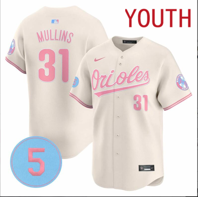 Youth  Baltimore Orioles  #31 Mullins cream 2024 Nike MLB jersey->youth nfl jersey->Youth Jersey
